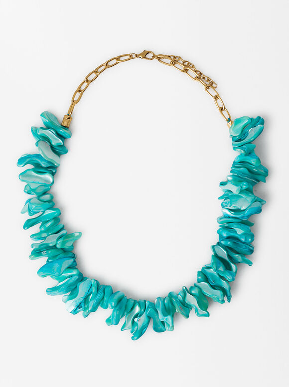 Necklace With Shells, Blue, hi-res
