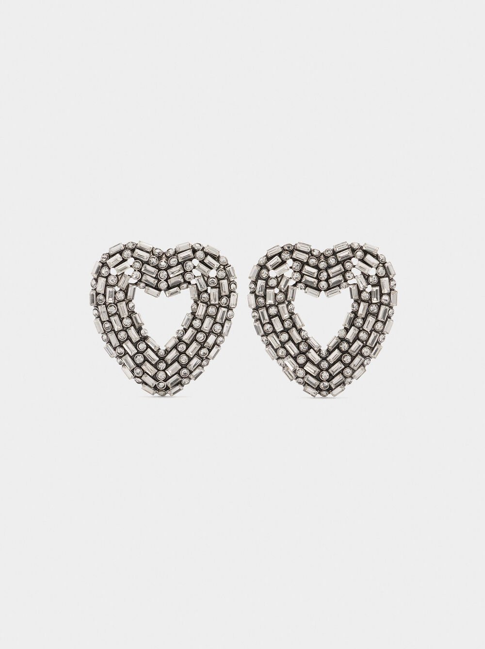 Maxi heart earrings with crystals