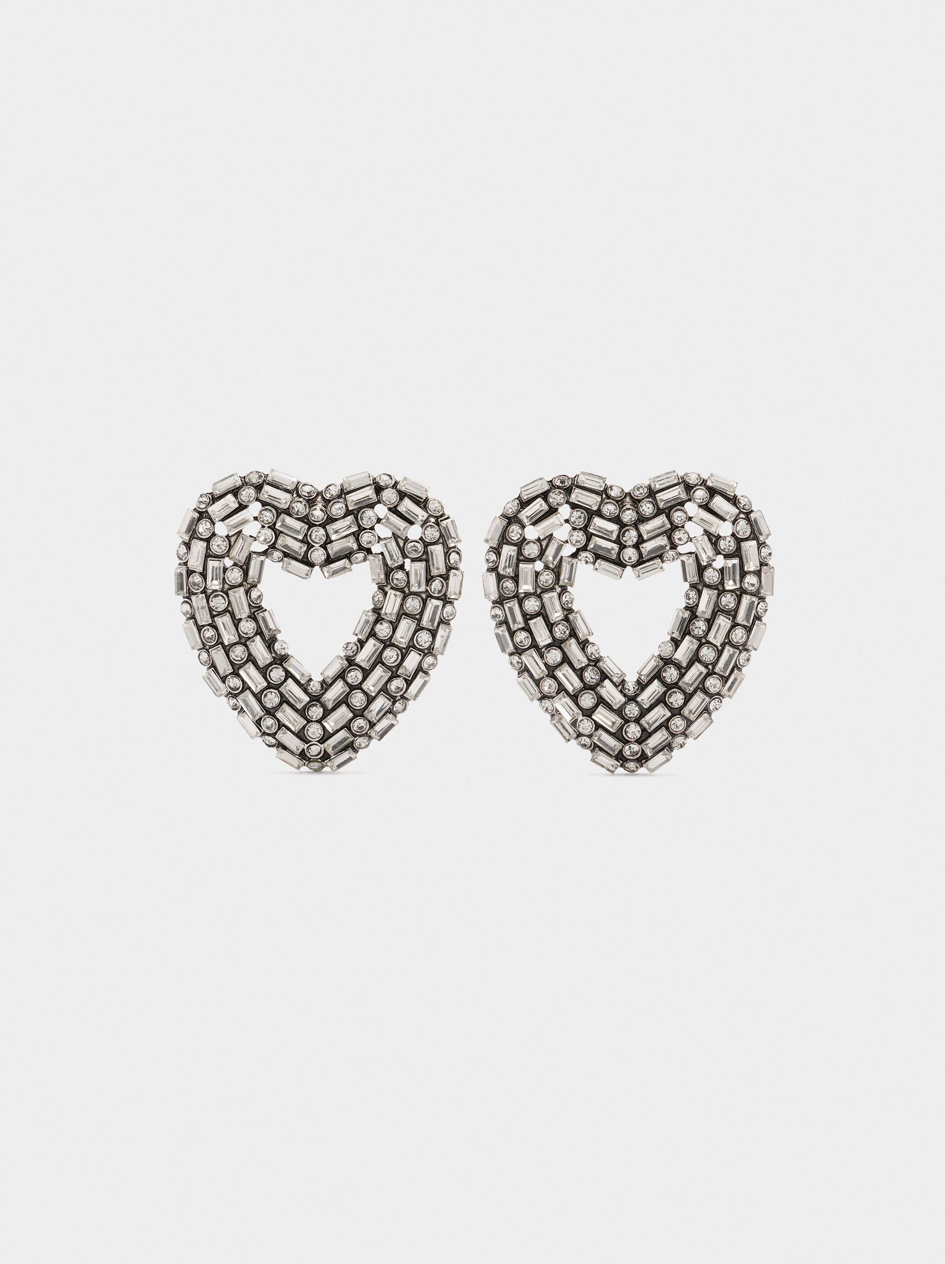 Maxi heart earrings with crystals image number 0.0