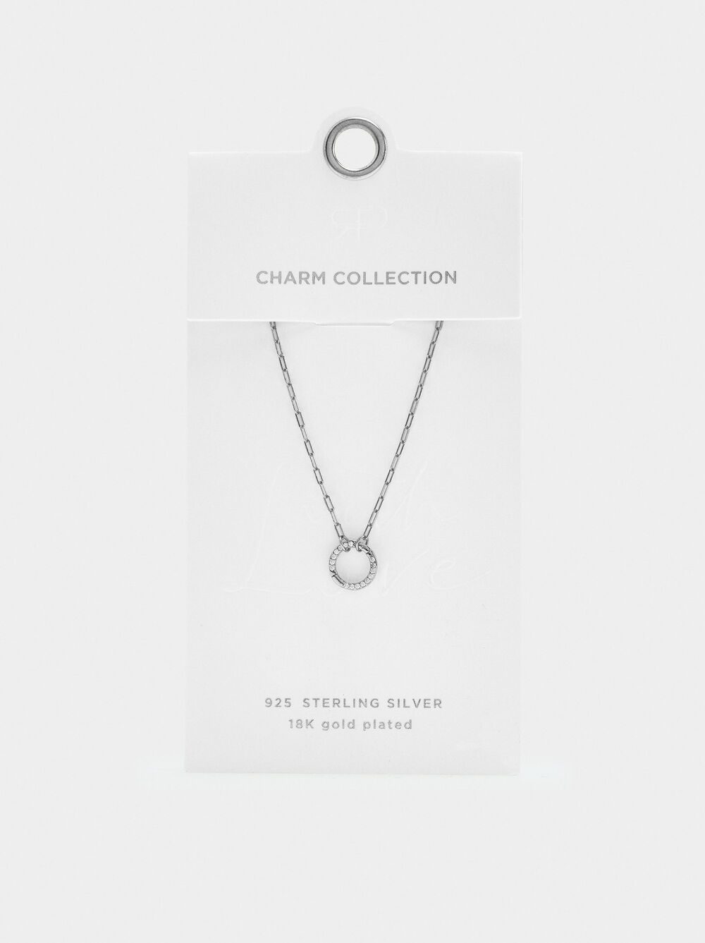 Pendant necklace with links and zirconias - 925 sterling silver