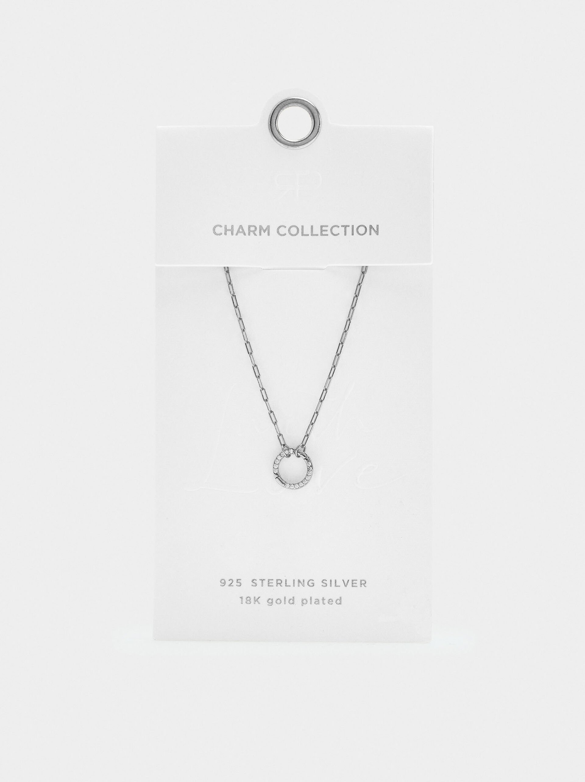 Pendant necklace with links and zirconias - 925 sterling silver image number 4.0