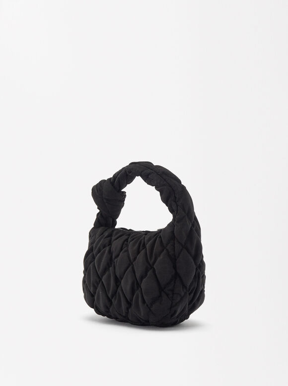 Quilted Nylon Shoulder Bag M, Black, hi-res