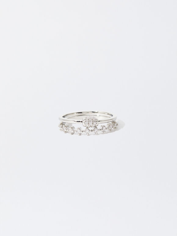 Set Of Rings With Zirconia, Silver, hi-res