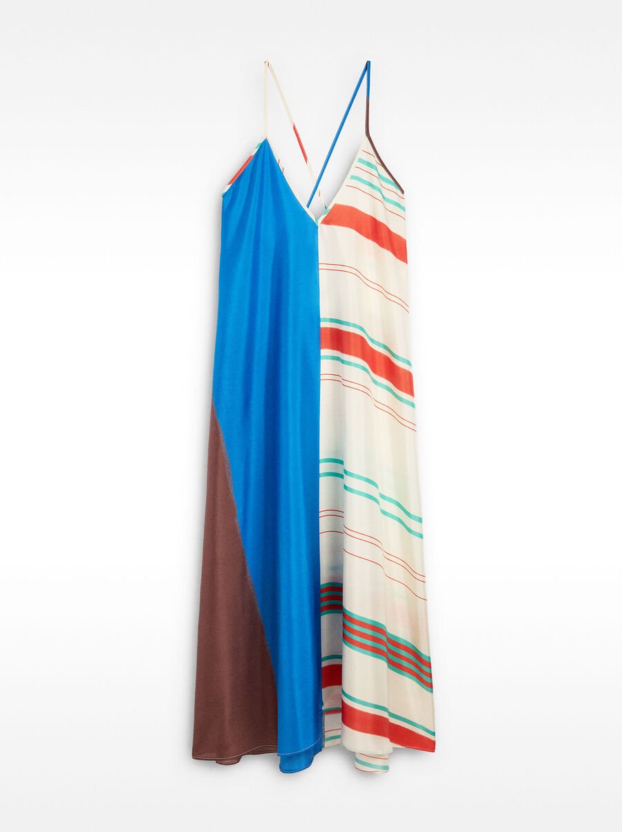 Silk dress with contrast straps