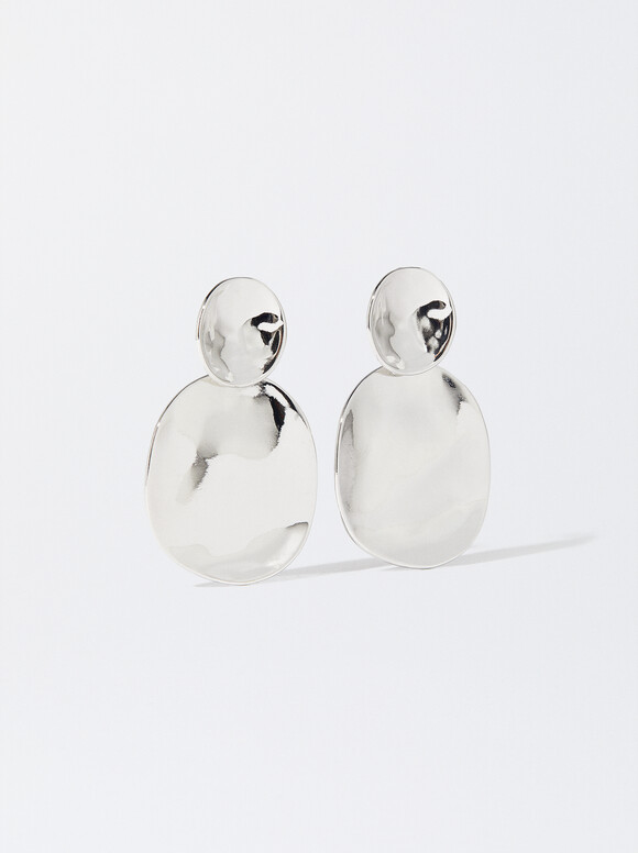 Concave Earrings, Silver, hi-res