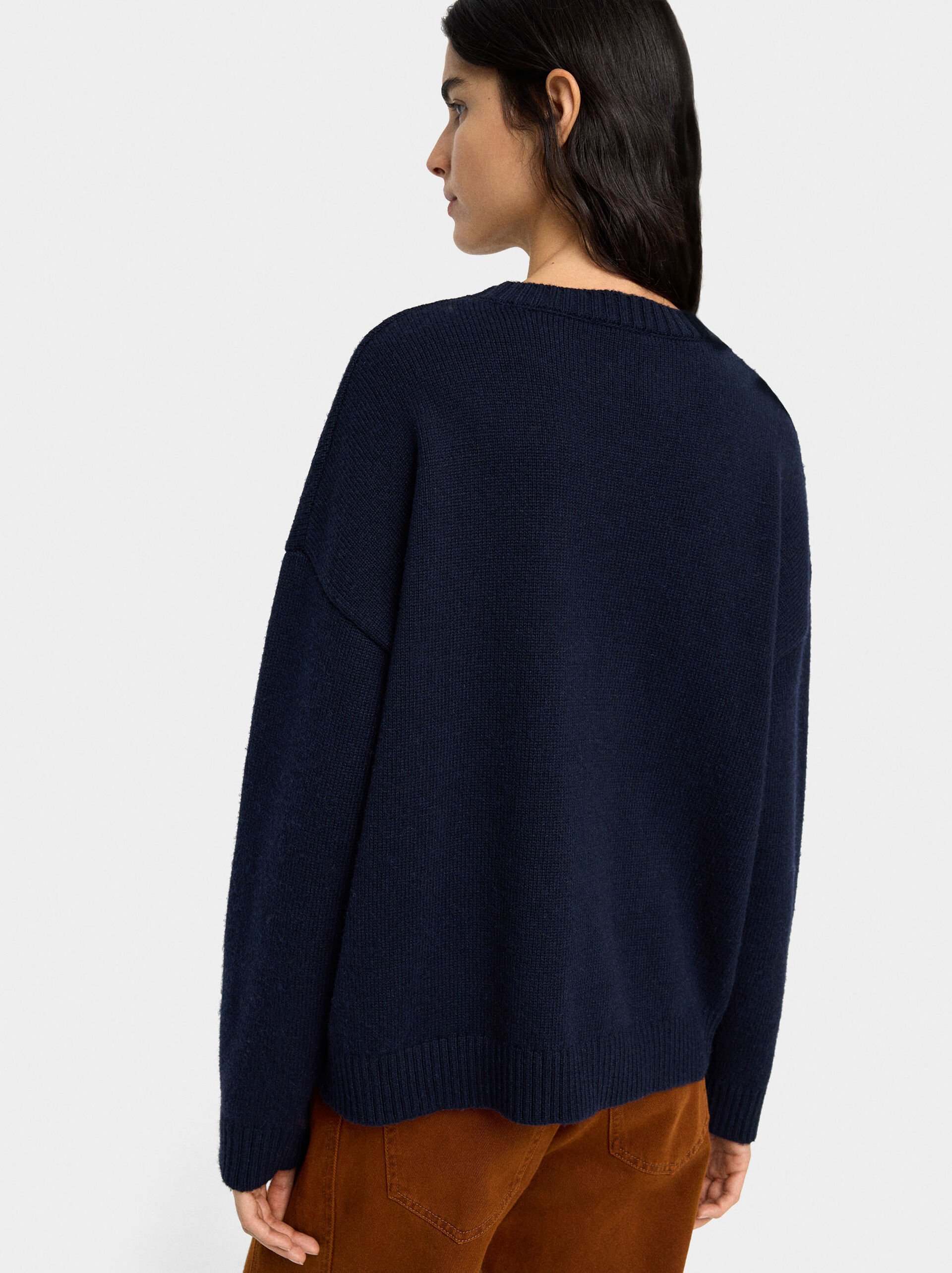 Knit sweater with eyelets image number 3.0