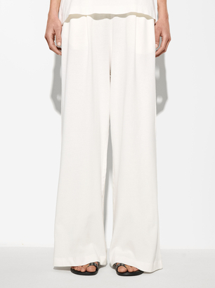 100% Cotton Elastic Waist Pants - Online Exclusive, White, hi-res
