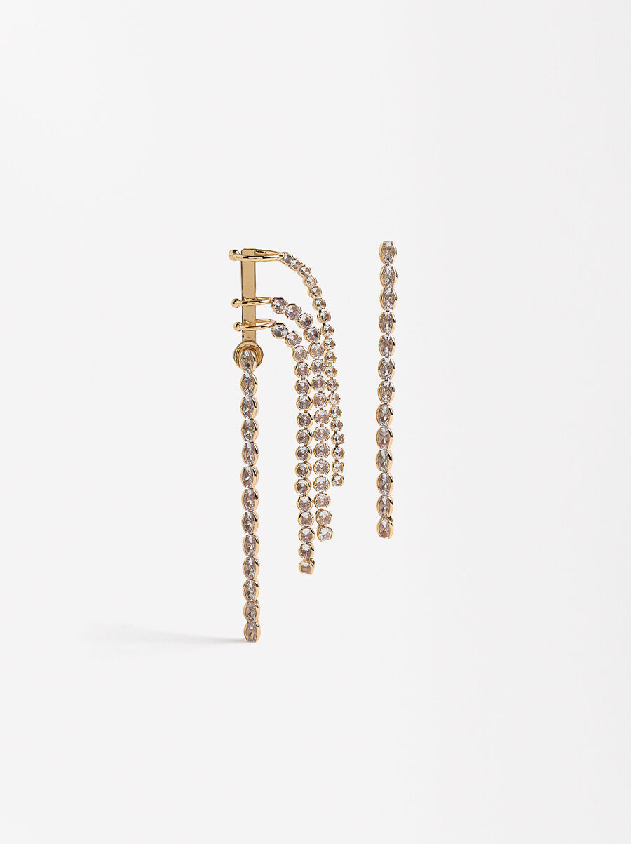 Asymmetric earrings with zirconias