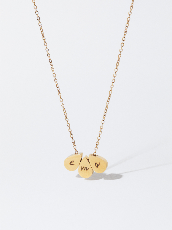 Online Exclusive - Gold Stainless Steel Necklace With Personalizedpendant, Golden, hi-res