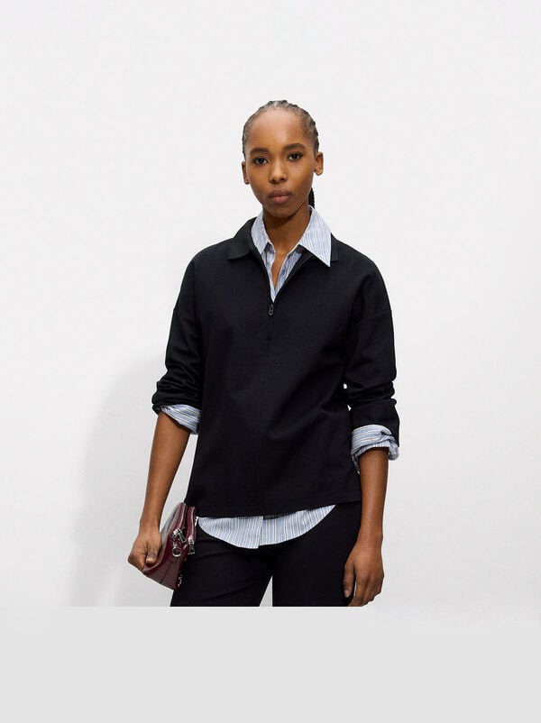 Sweater with zipper closure