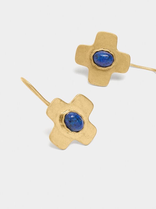 Cross earrings with stone