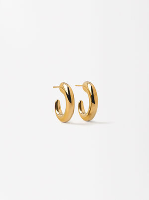 Golden Hoop Earrings - Stainless Steel 