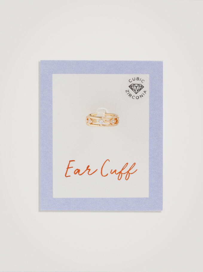 Ear Cuff-Ohrring Mit Zirkonen, Golden, hi-res