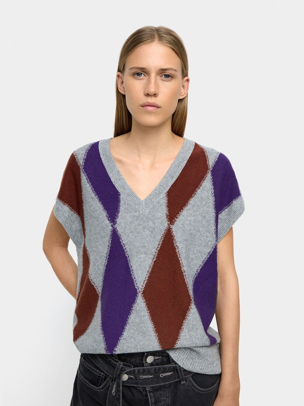 Argyle knit vest