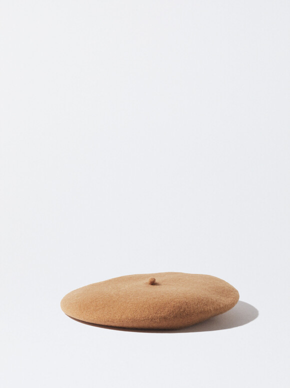 Wool Beret, Brown, hi-res