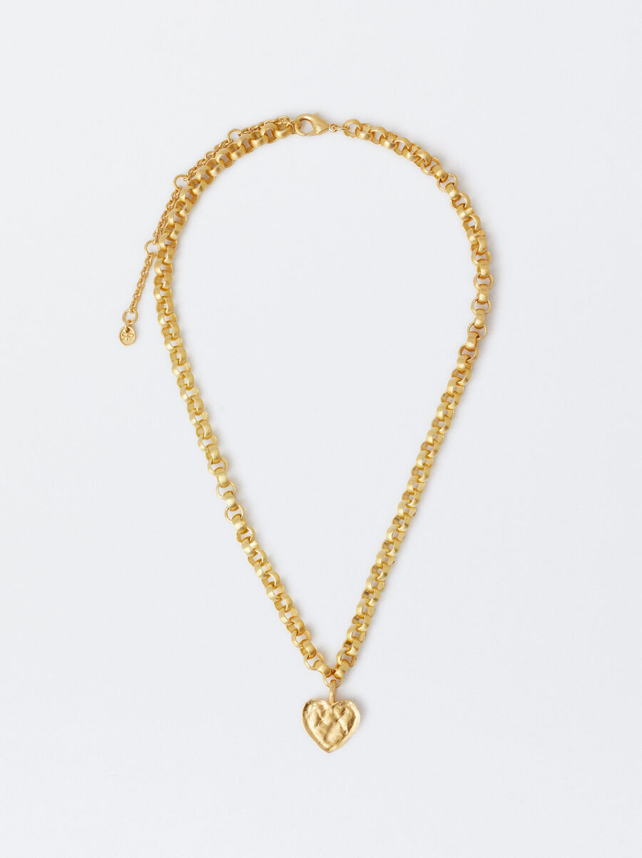 18k gold plated heart link necklace