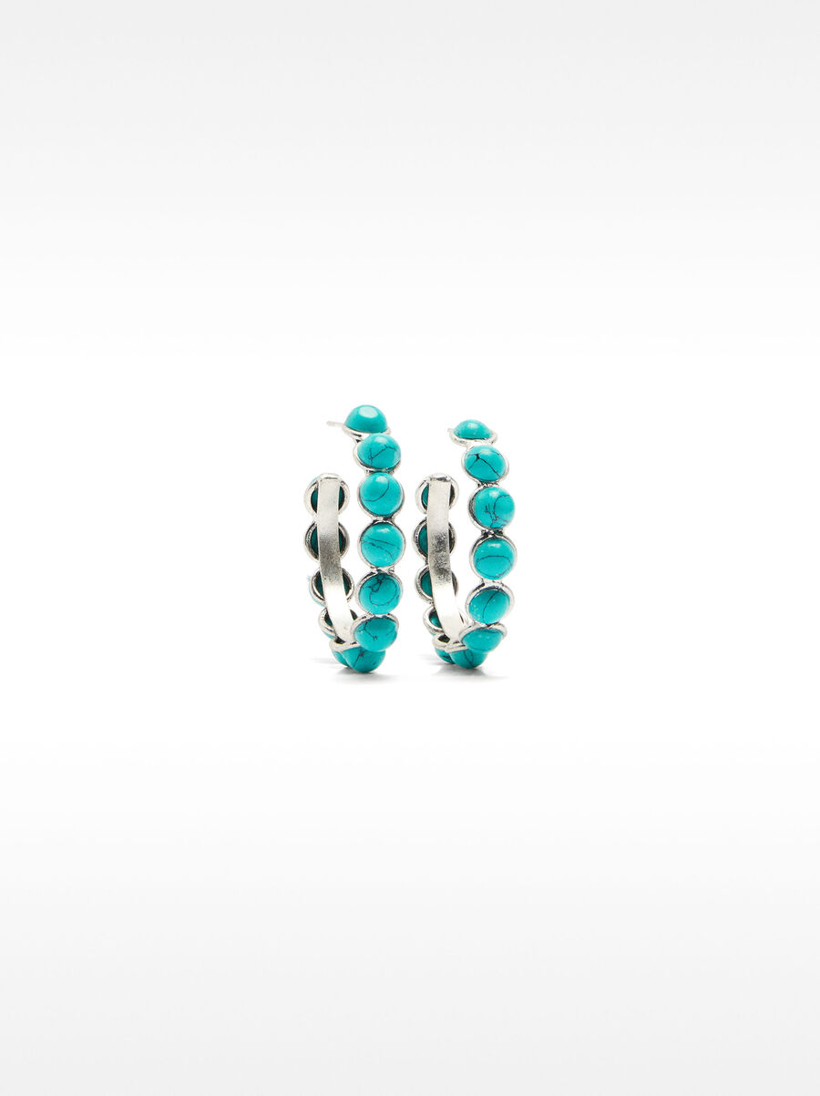 Open hoops earrings with stone