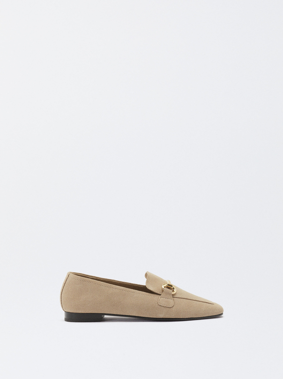 Online Exclusive - Suede Leather Loafers Buckle, , hi-res