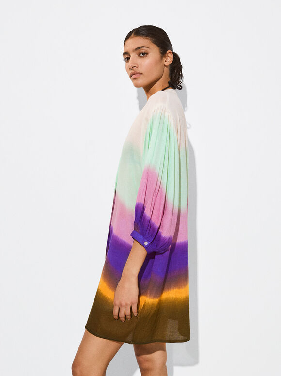 Tie-Dye Shirt Dress, Multicolor, hi-res