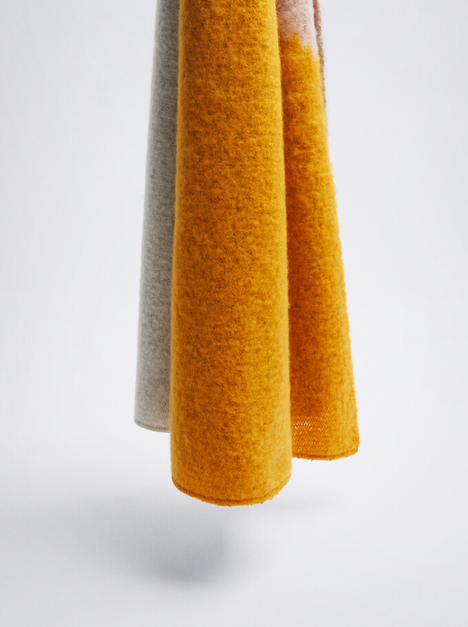 Printed Blanket Scarf, Yellow, hi-res