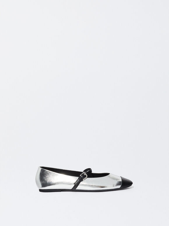  Buckled Ballerinas, Silver, hi-res