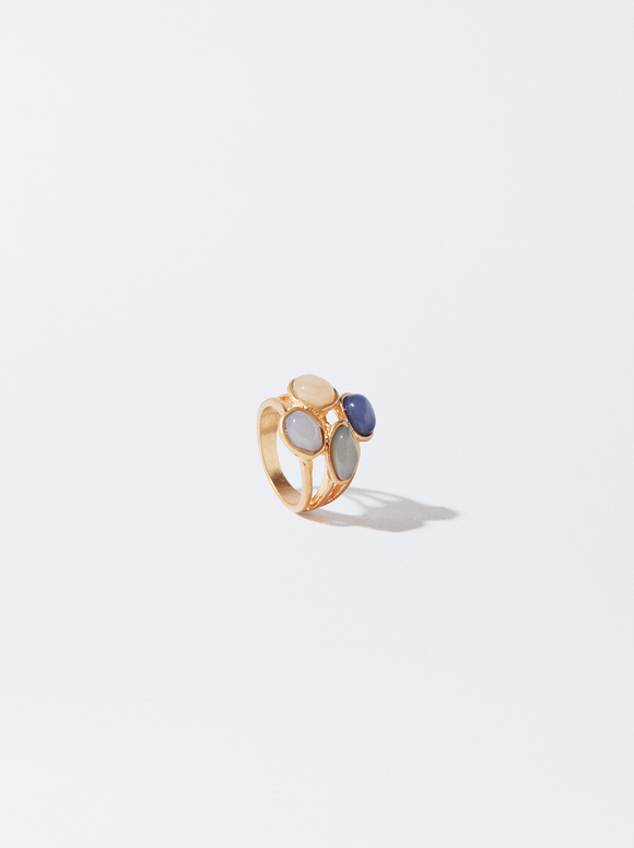 Golden Ring With Resin, Multicolor, hi-res