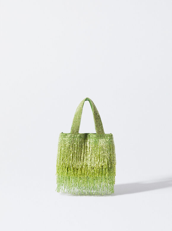 Online Exclusive - Handbag With Beads, Green, hi-res