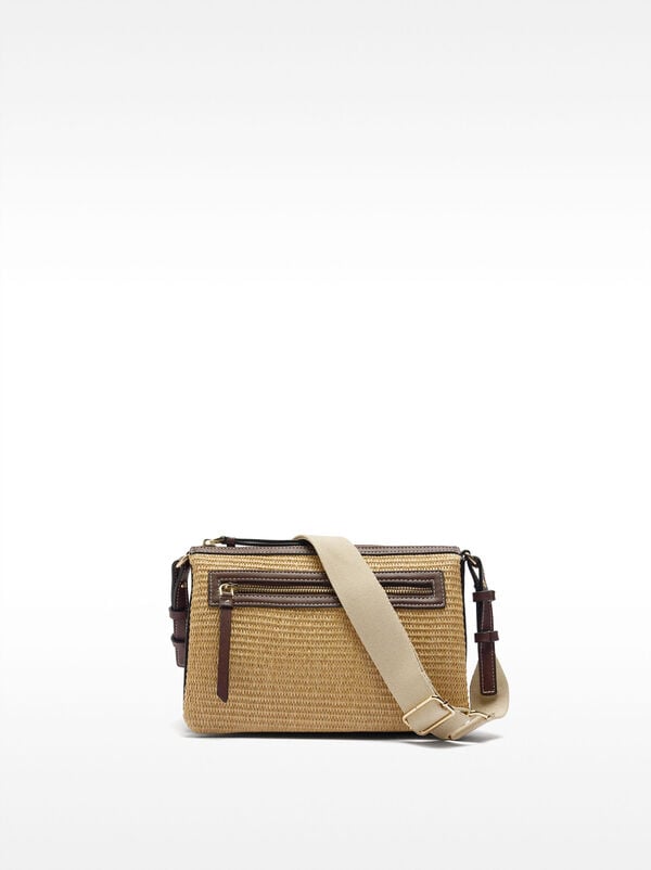 Borsa a tracolla tripla in effetto paglia