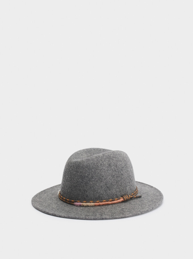 Woollen Hat With Contrast Band, Grey, hi-res