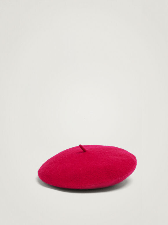 Wool Beret, Fuchsia, hi-res