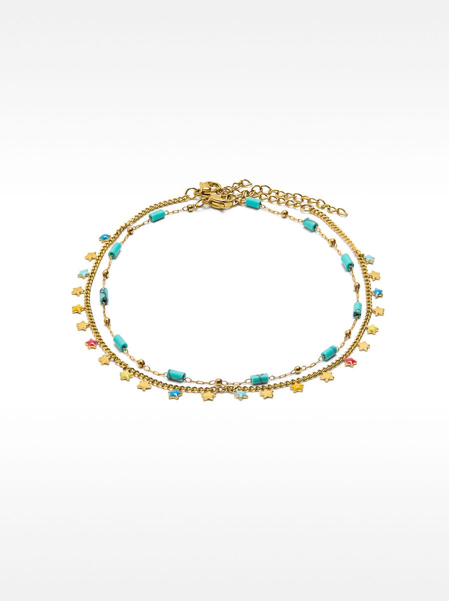 Set de pulseiras de pér com estrelas - aço inoxidável