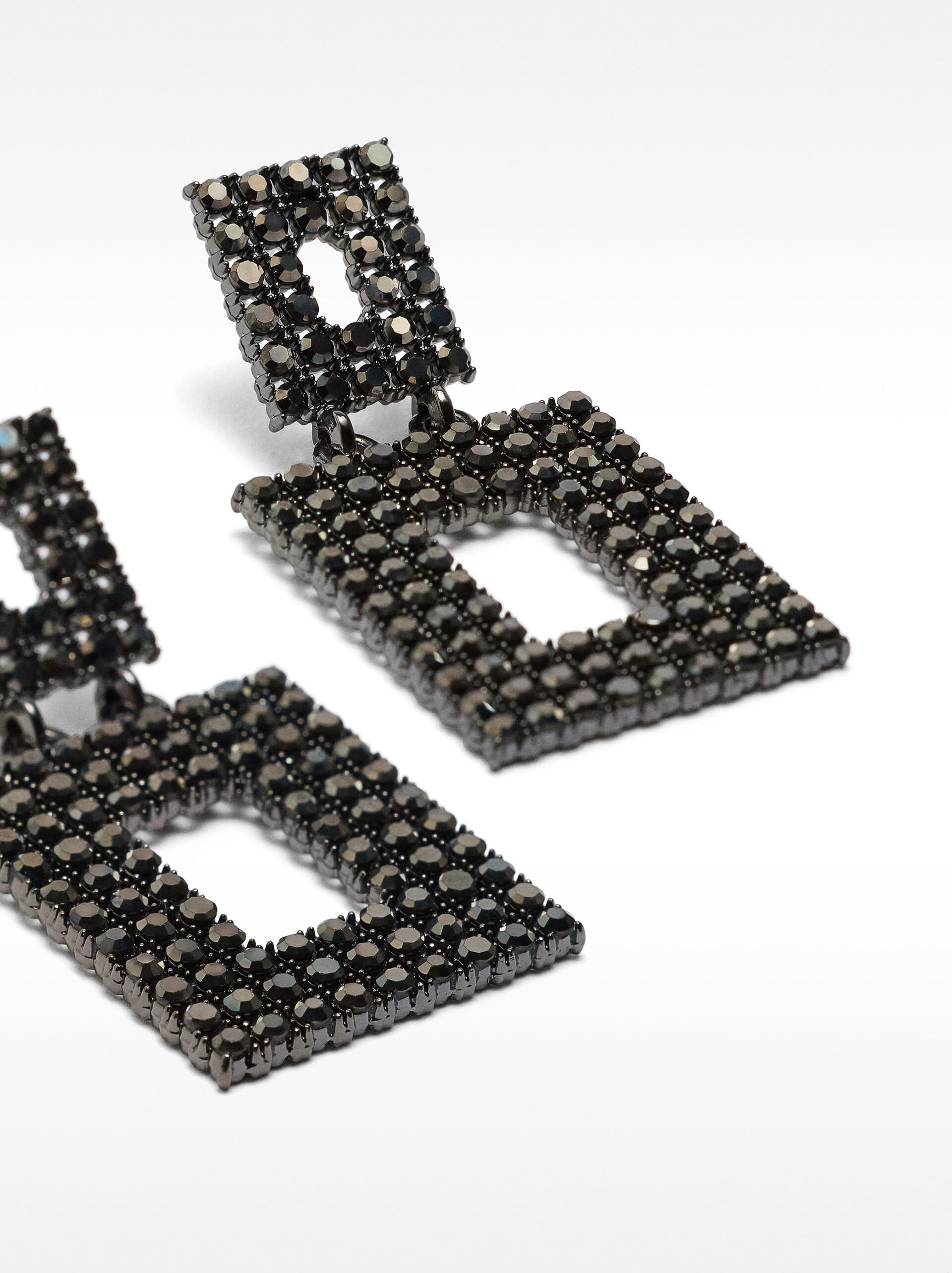 Medium earrings with crystals  image number 2.0