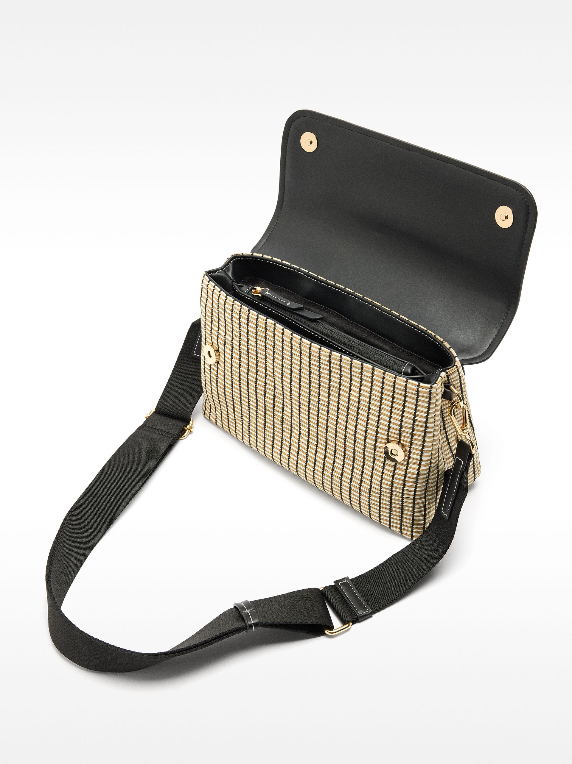 Striped straw effect crossbody bag image number 4.0