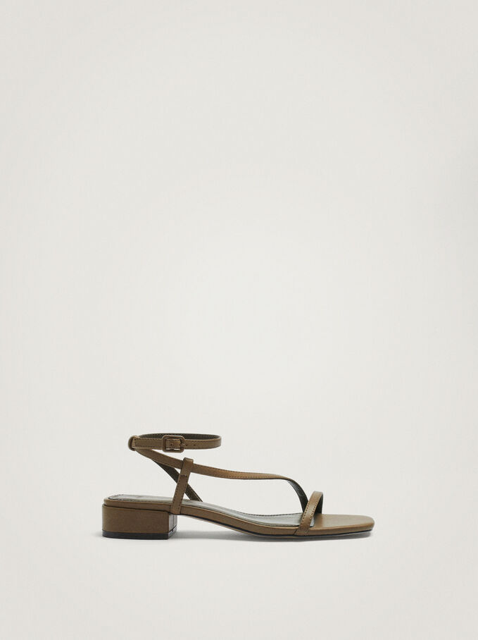 Flat Sandals With Criss-Cross Straps, Khaki, hi-res