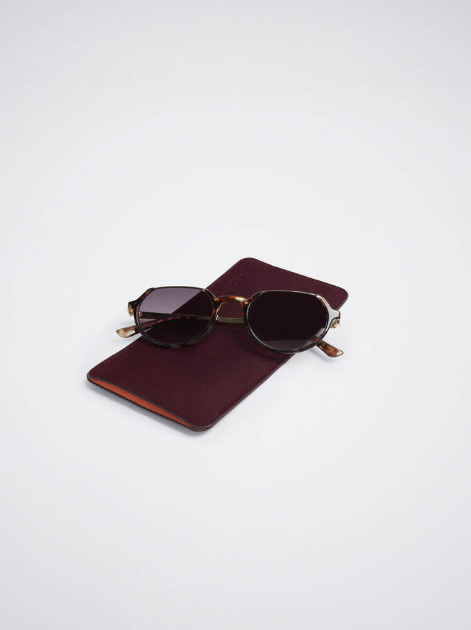 Round Sunglasses , Brown, hi-res