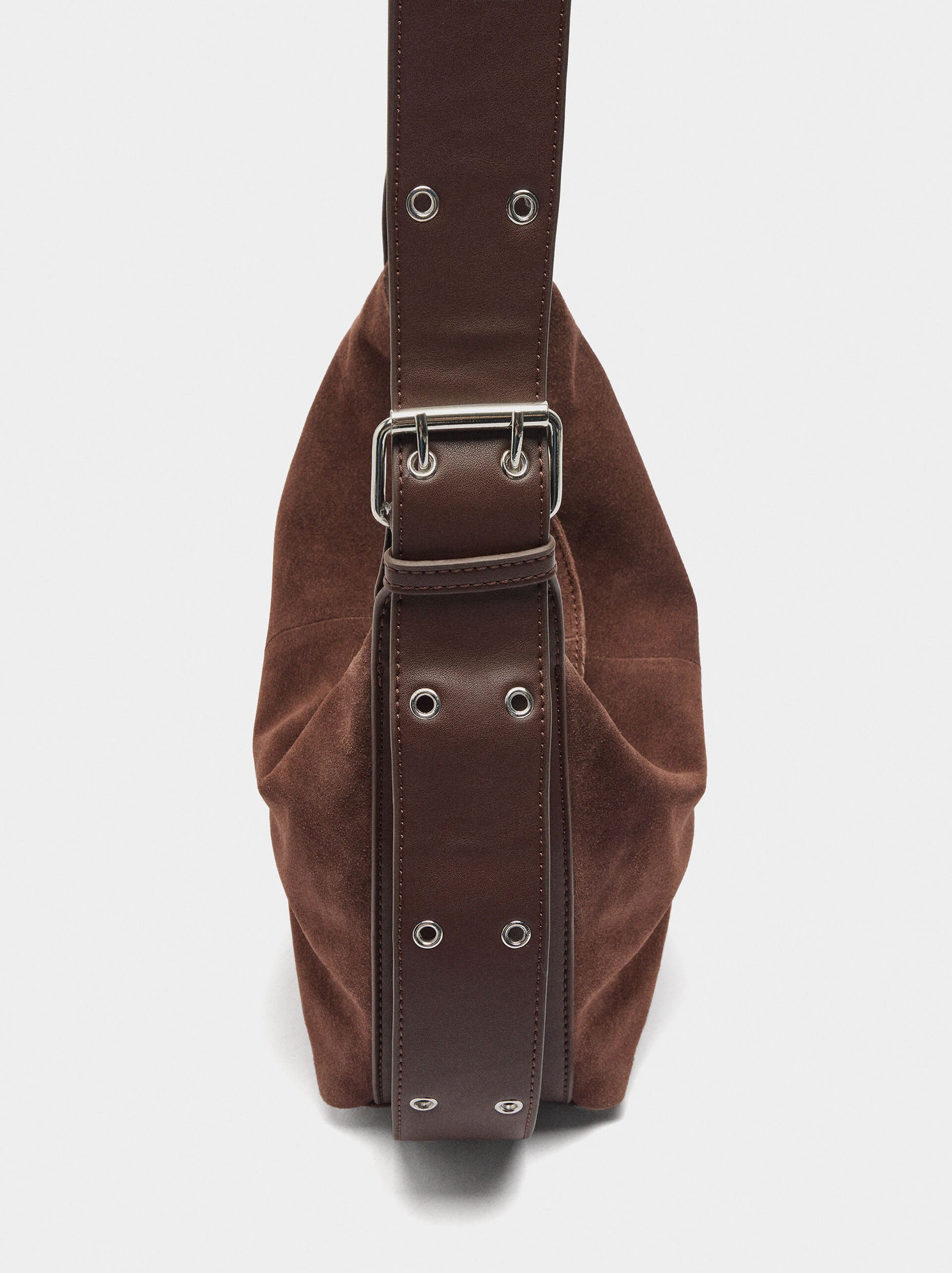 Suede leather shoulder bag M image number 4.0