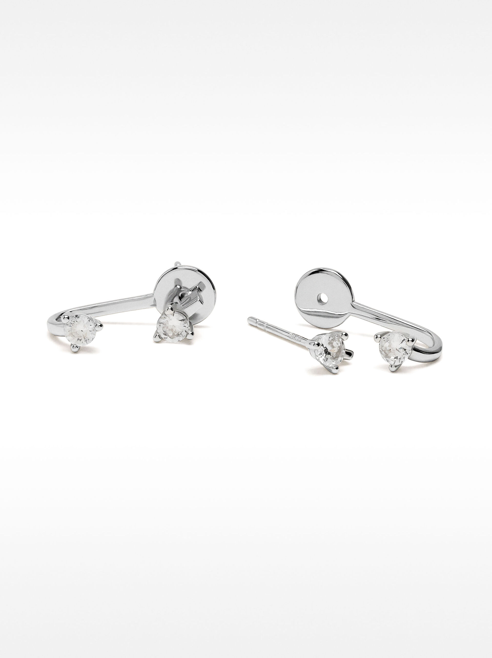 Ear jacket earrings with zircons - 925 sterling silver image number 1.0