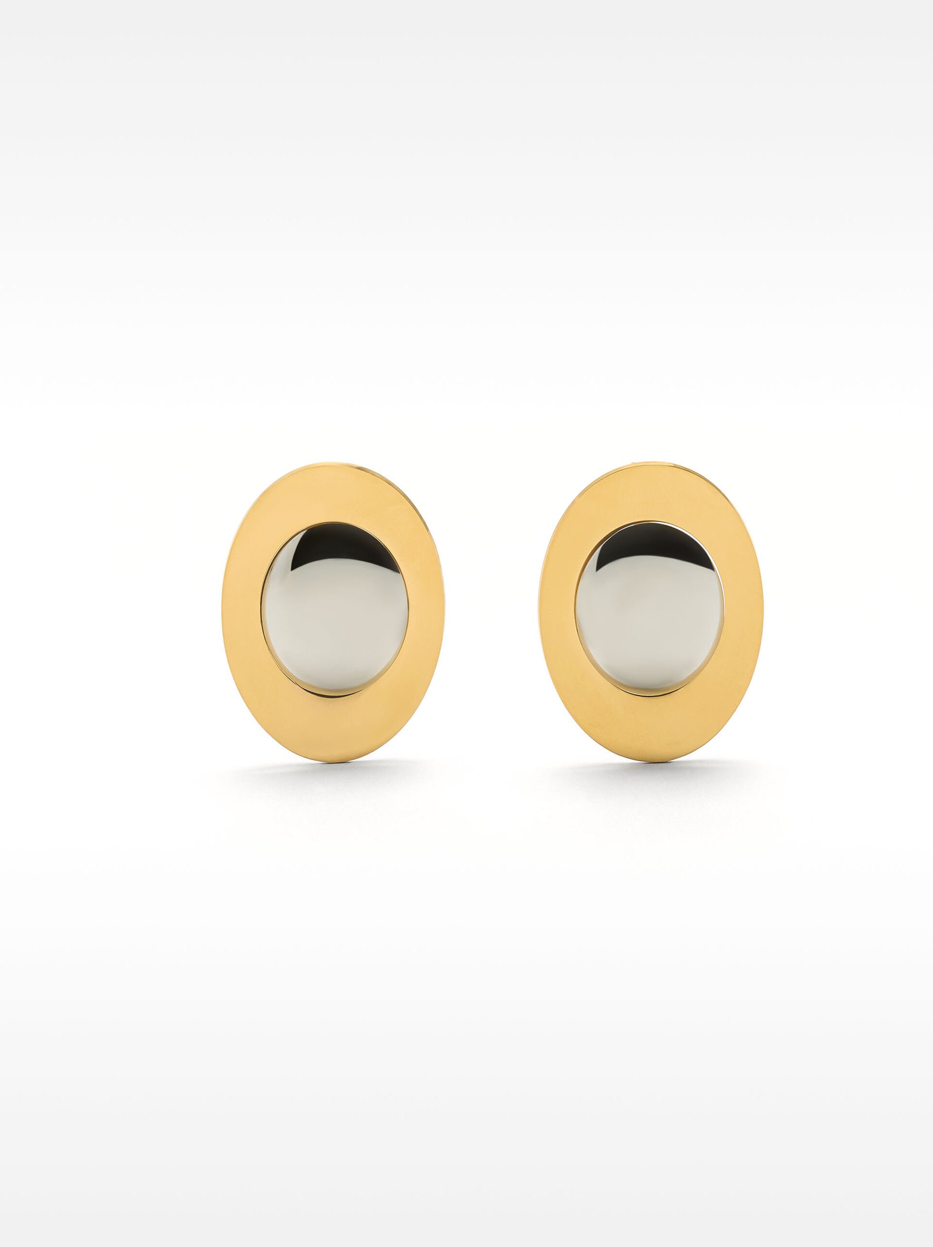 Bicolor oval earrings - stainless steel image number 0.0