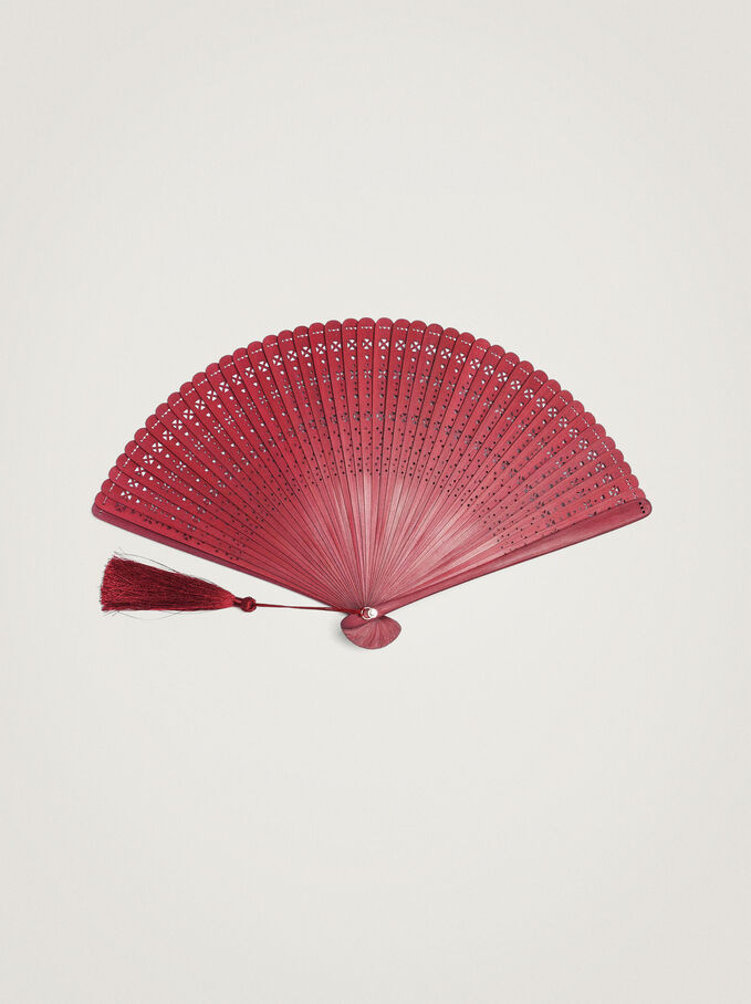 Bamboo Perforated Fan, Bordeaux, hi-res