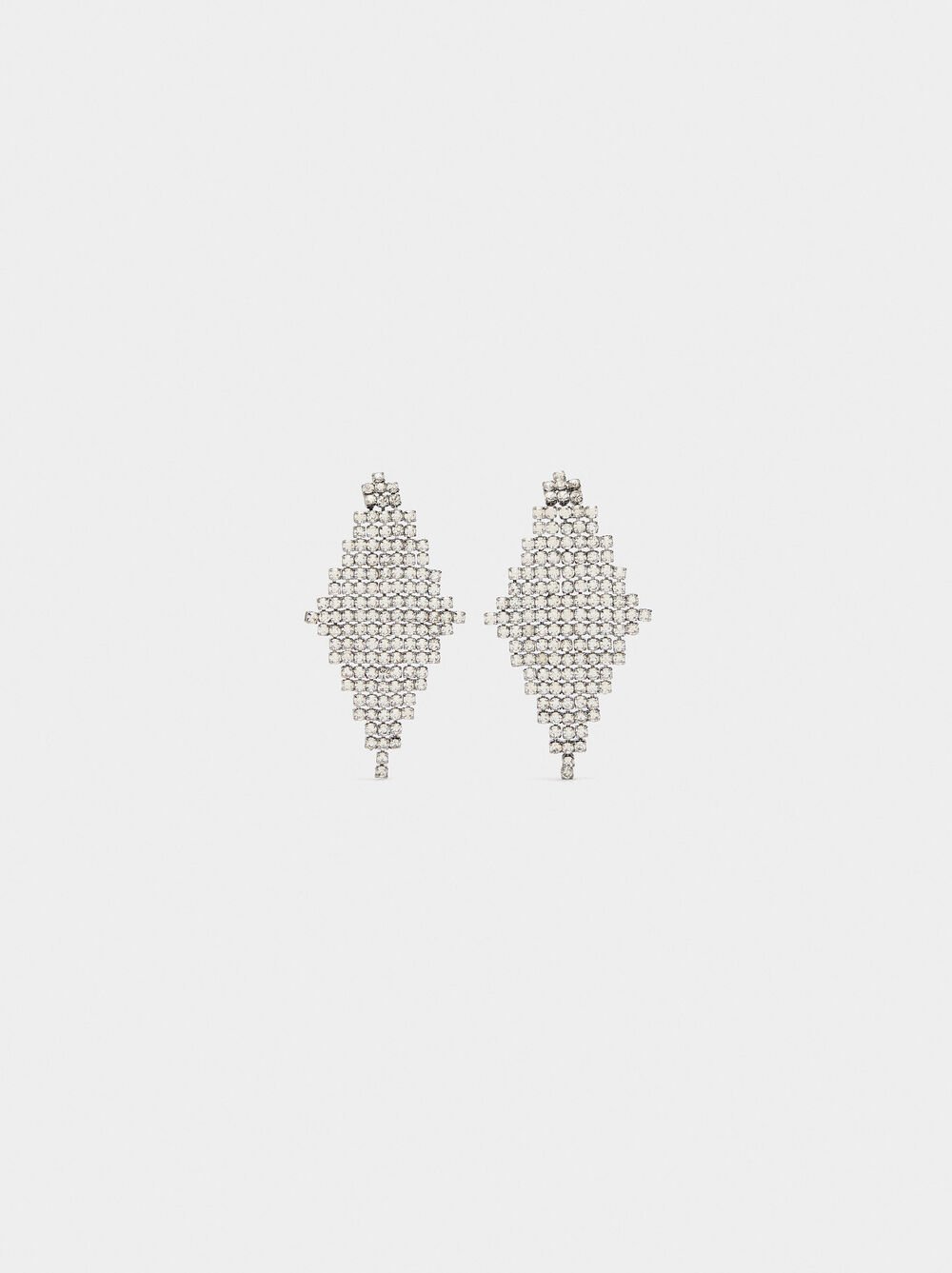Diamond-shaped earrings with crystals