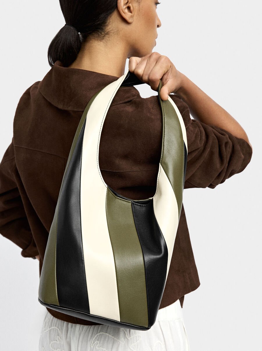 Shoulder bag with stripes
