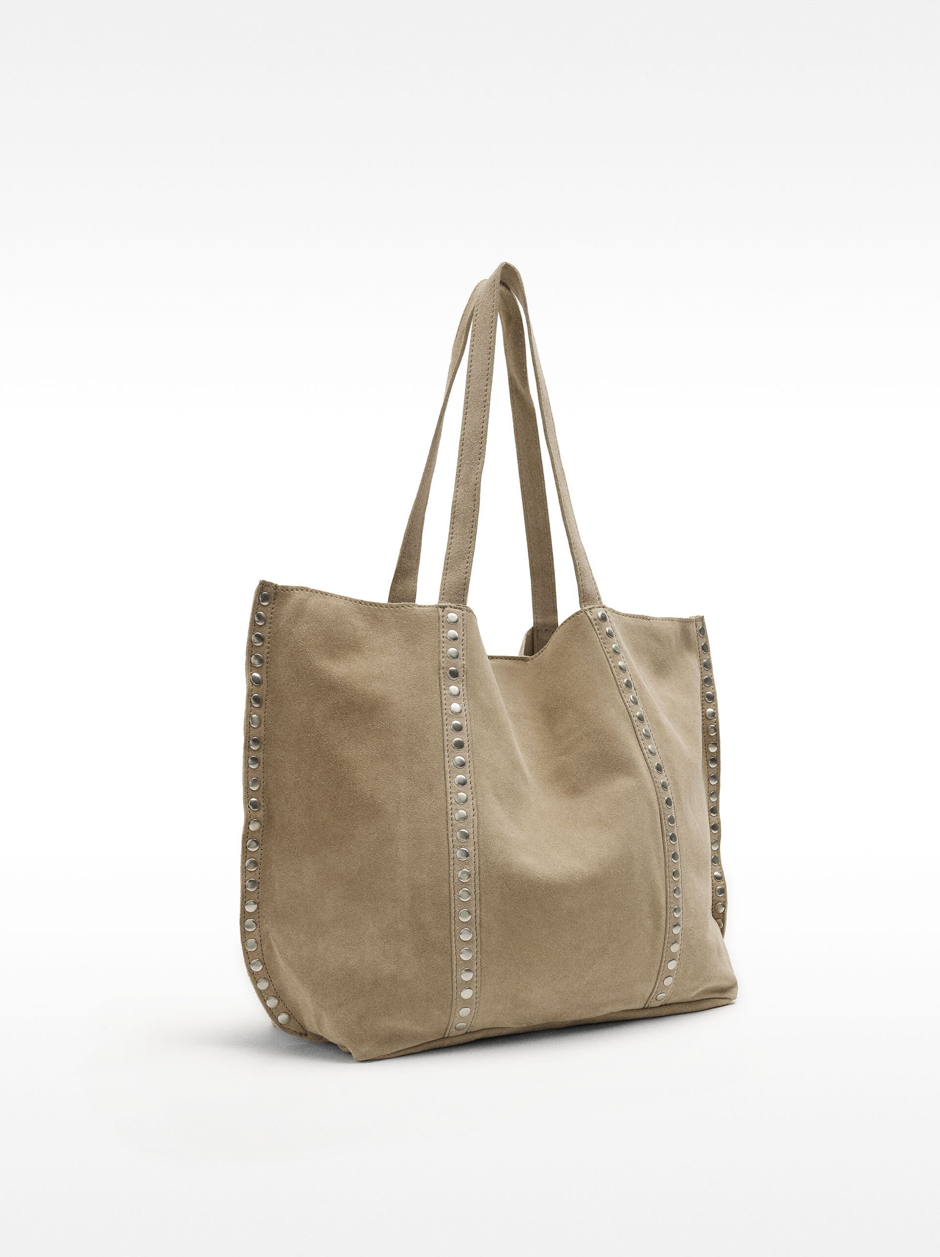 Mala shopper in pelle con tachas image number 4.0