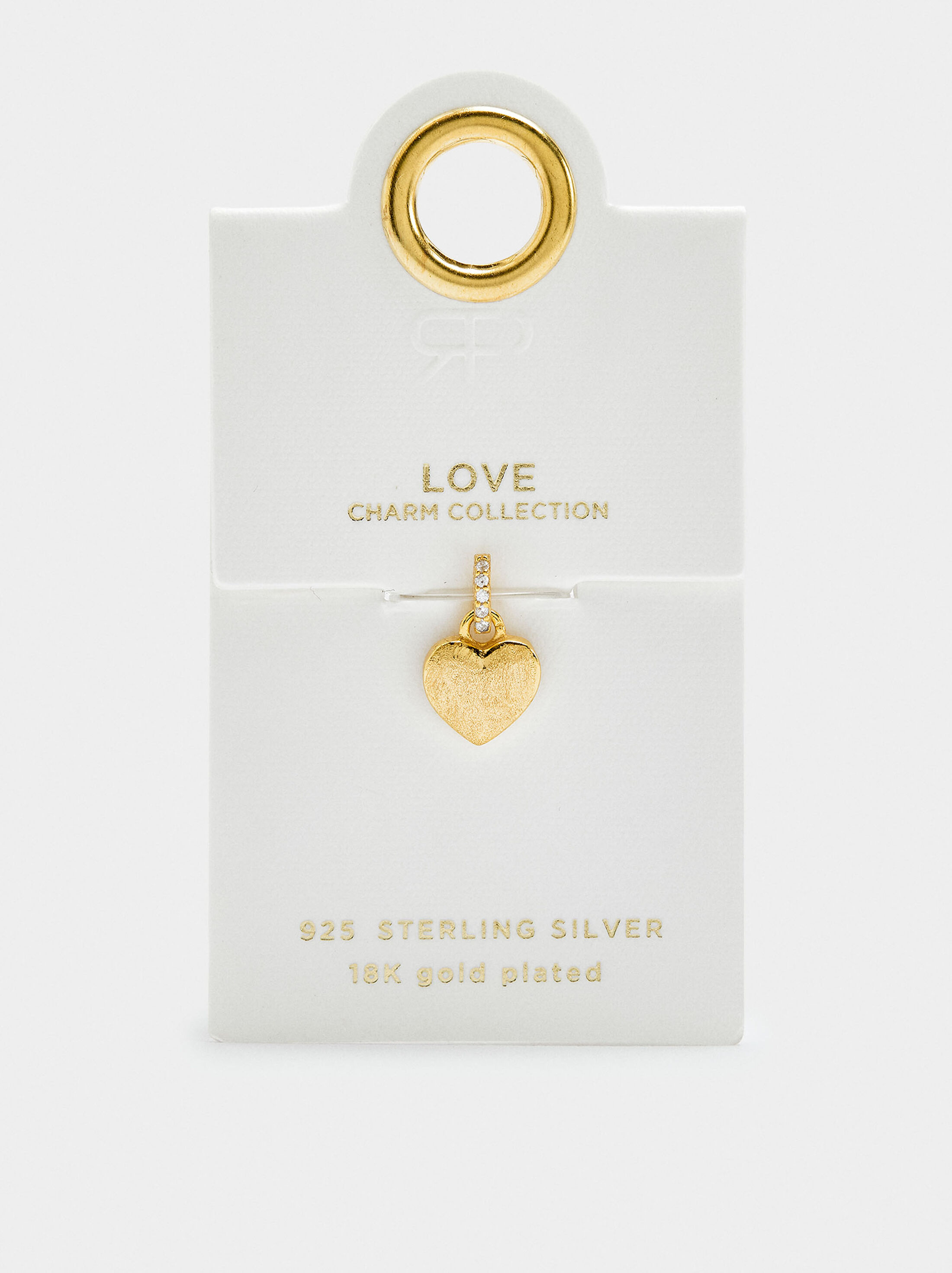 Heart charm with zirconia - 925 sterling silver image number 4.0