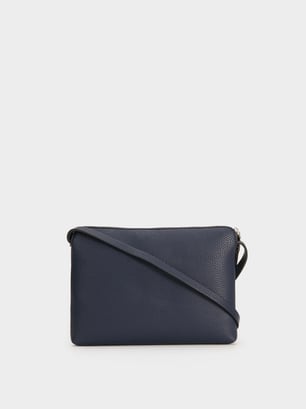 Crossbody Bag With Outer Pocket, Navy, hi-res