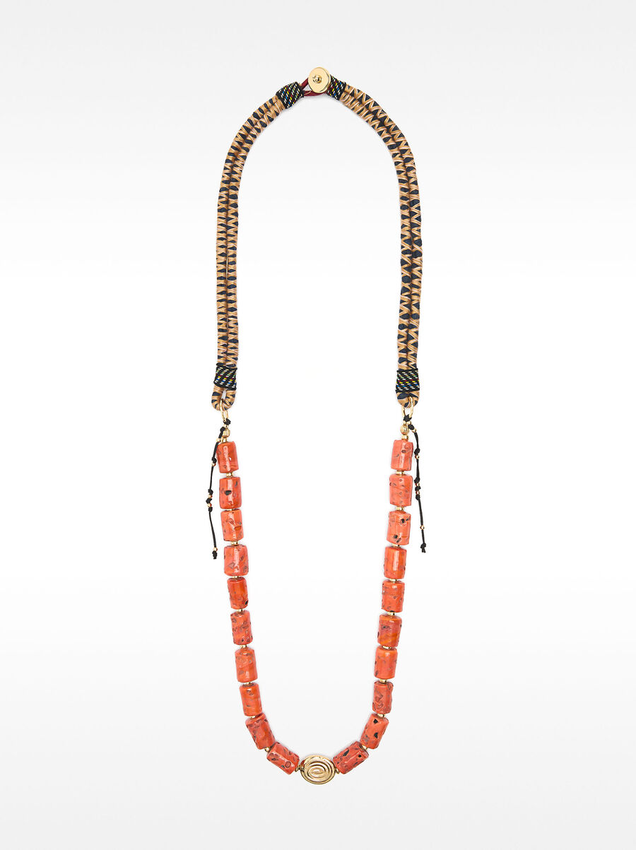 Cord necklace with glass beads