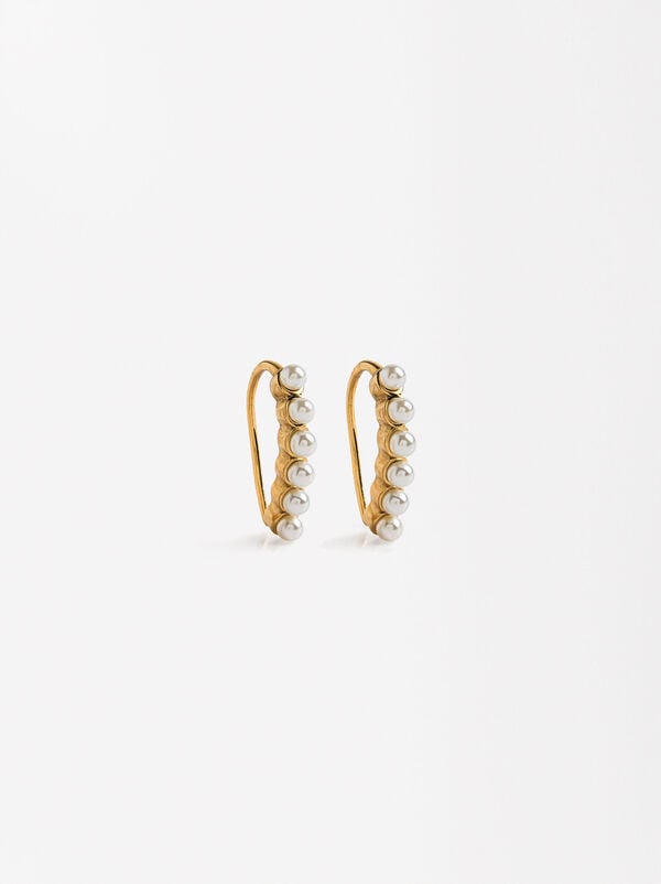 Earrings with pearls - stainless steel