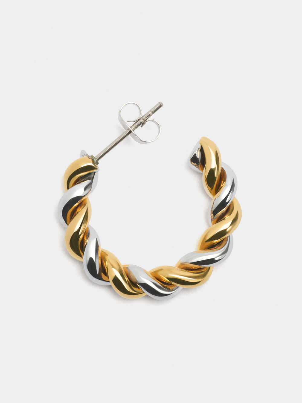 Bicolor intertwined hoop earrings - stainless steel