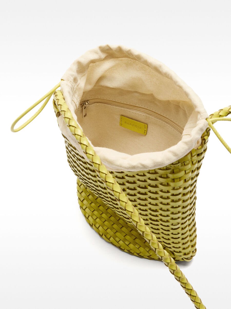 Braided leather bucket bag