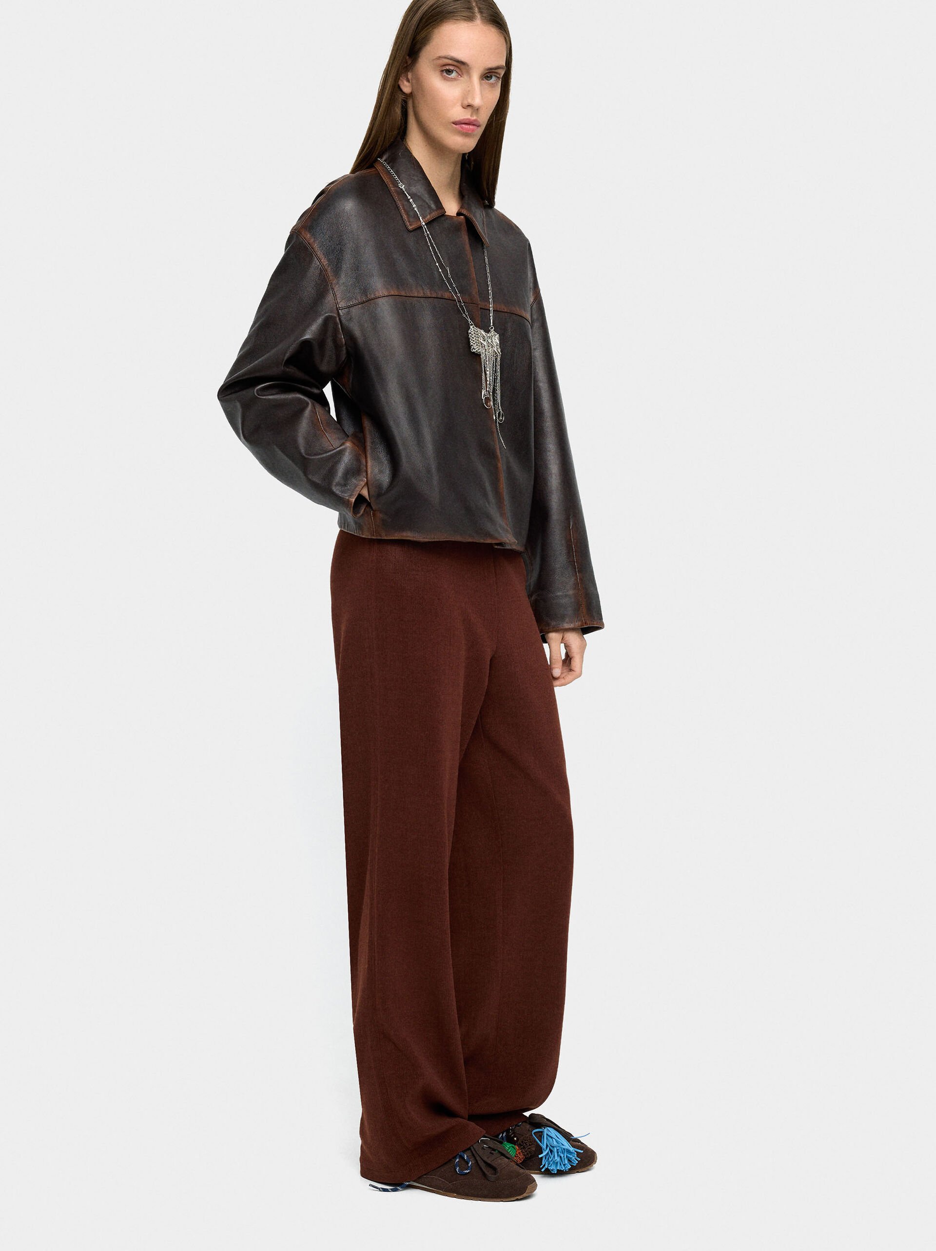 Straight pants with elastic waist image number 2.0