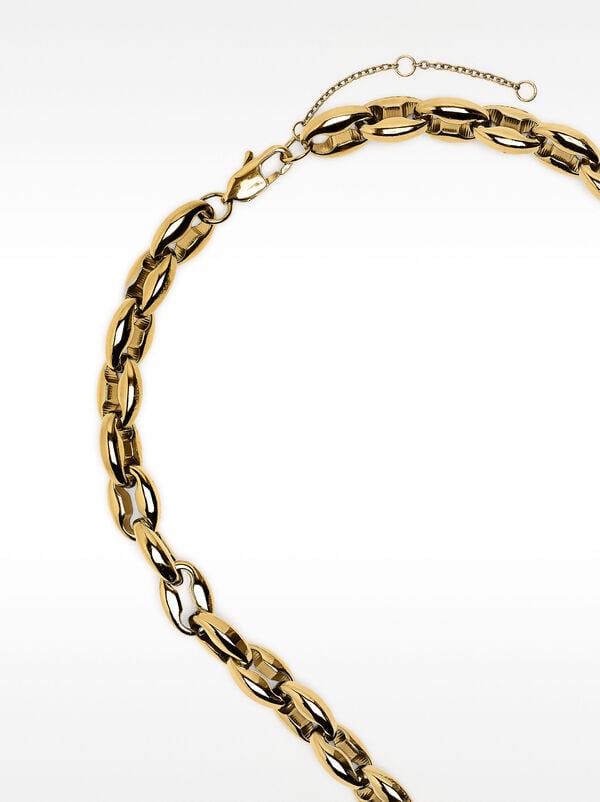 Short bicolor link necklace – stainless steel